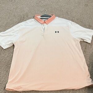 Under Armour Men's Polo in White and Peach